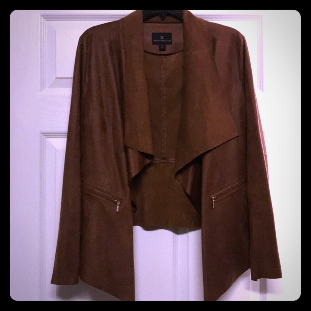 Brown faux suede blazer